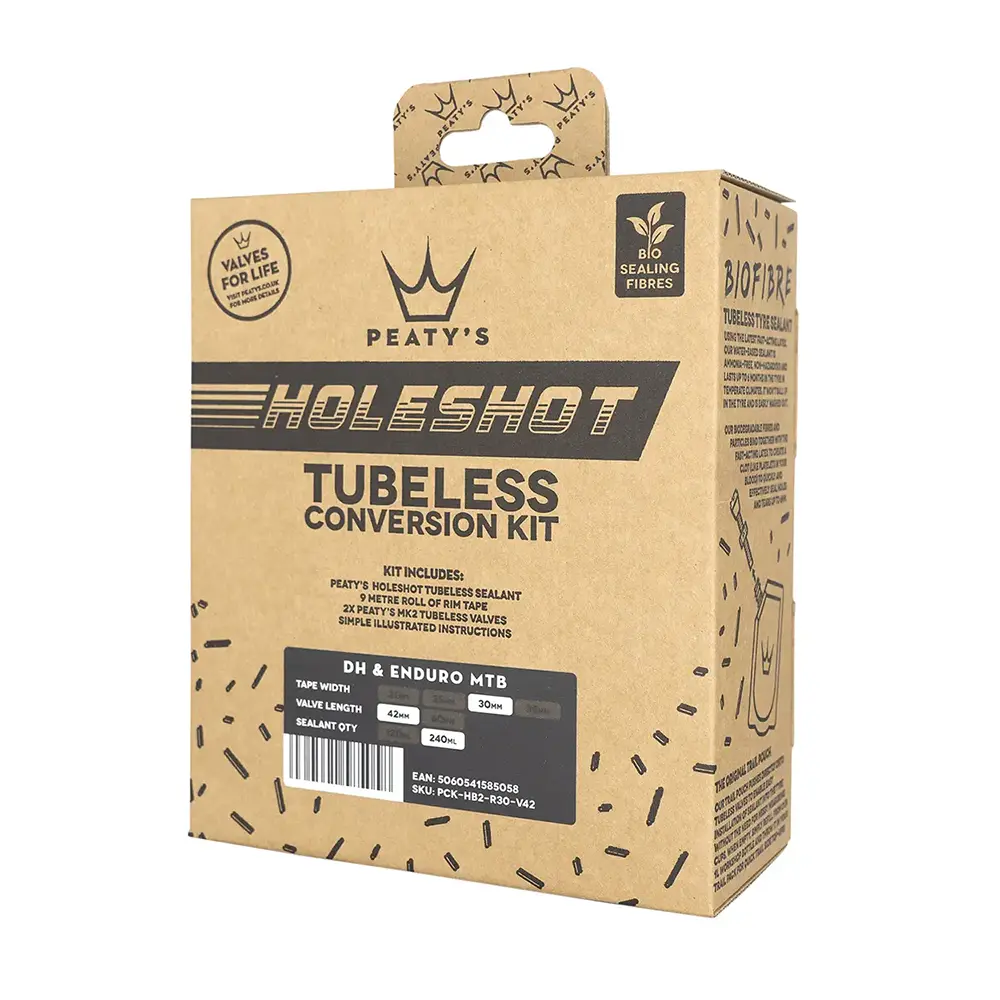  Набір для безкамерки Peaty's Holeshot Tubeless Conversion Kit, Enduro / DH, 30mm стрічка / 42mm ніпе