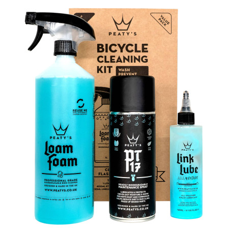 Набор для мойки Peaty's Cleaning Gift Pack, шампунь 1L / Спрей PT17 400ml / смазка цепи 120ml, All-Weather